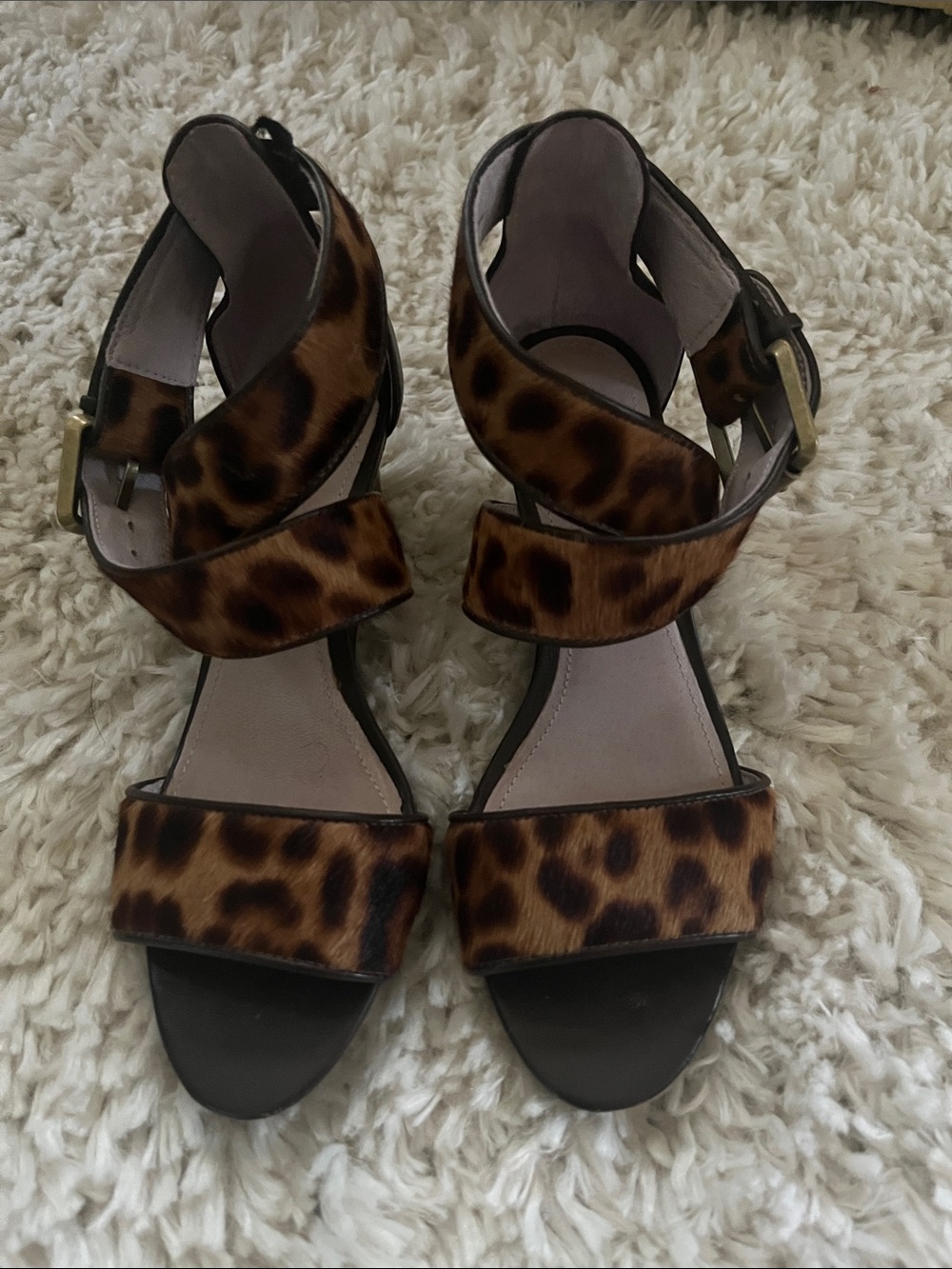 Johnston & Murphy Animal Print Wedge Sandals Tan/Brown Size 6